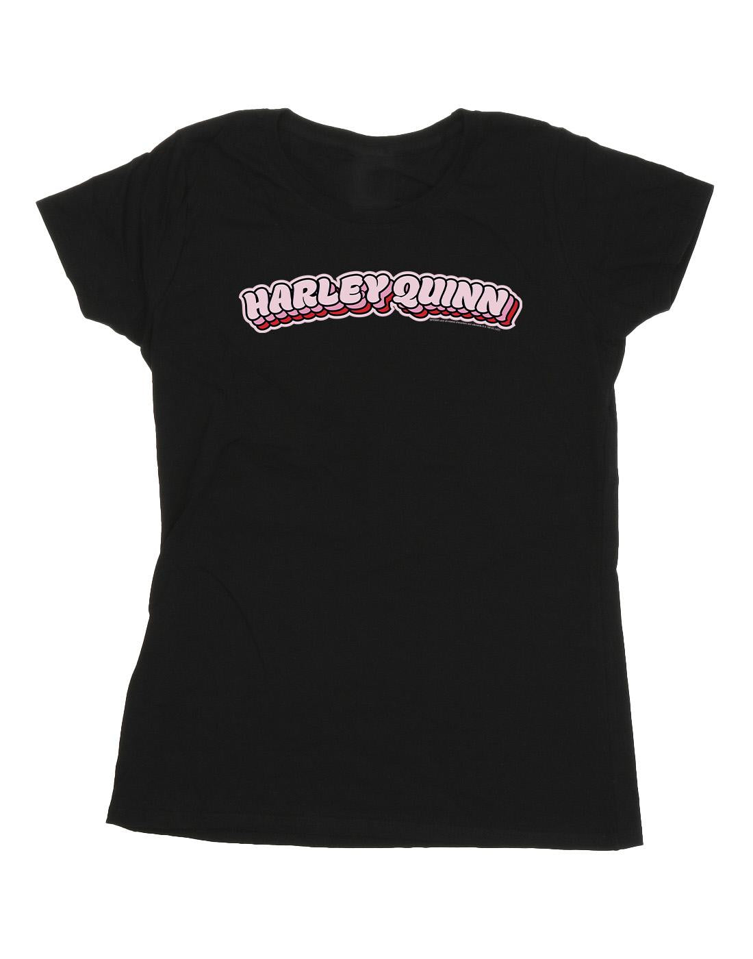 Black - Front - DC Comics Womens-Ladies Batman Harley Quinn Logo Cotton T-Shirt
