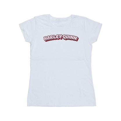 White - Front - DC Comics Womens-Ladies Batman Harley Quinn Logo Cotton T-Shirt