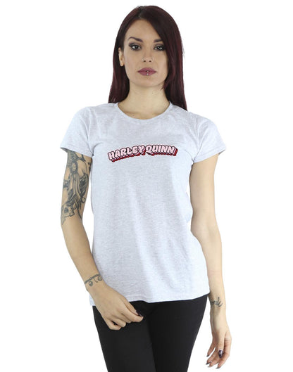 Sports Grey - Back - DC Comics Womens-Ladies Batman Harley Quinn Logo Cotton T-Shirt