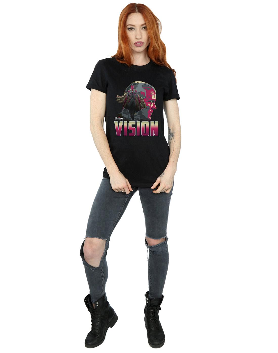 Black - Lifestyle - Marvel Womens-Ladies Avengers Infinity War Vision Character Cotton Boyfriend T-Shirt