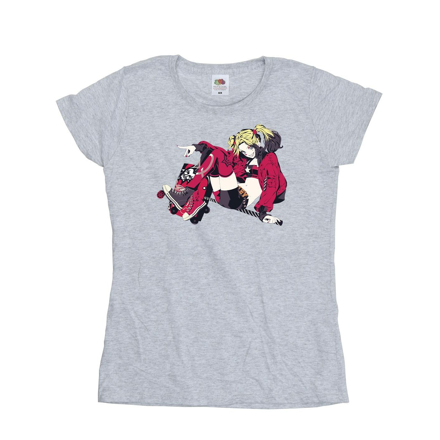 Sports Grey - Front - DC Comics Womens-Ladies Harley Quinn Rollerskates Cotton T-Shirt