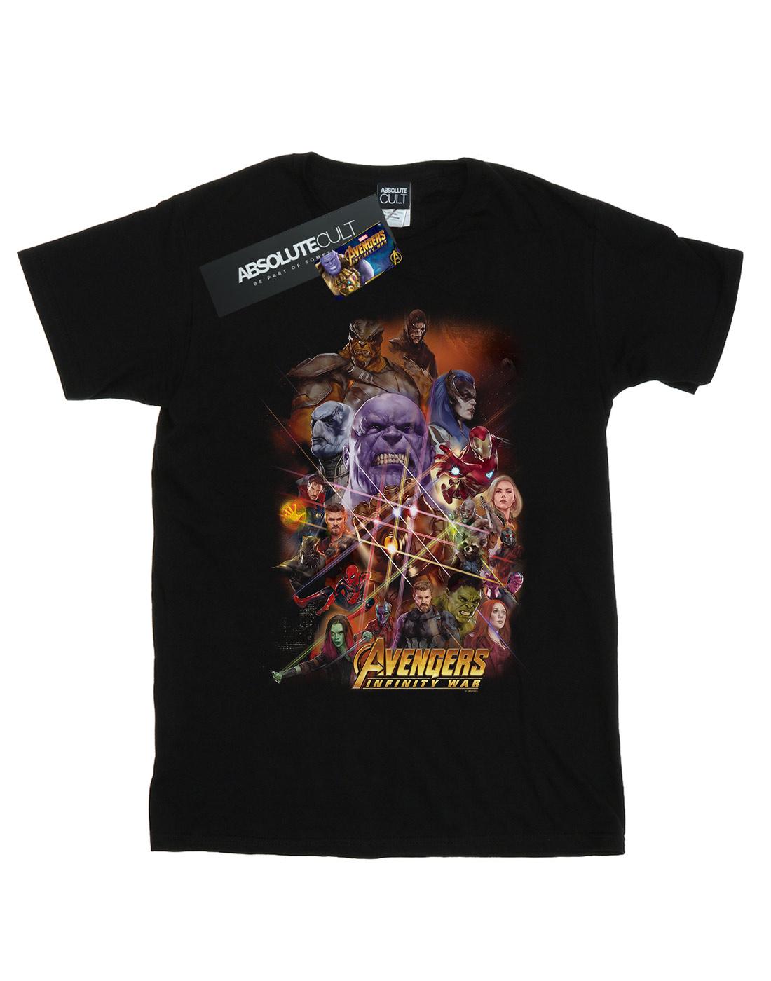 Black - Front - Marvel Womens-Ladies Avengers Infinity War Character Poster Cotton Boyfriend T-Shirt
