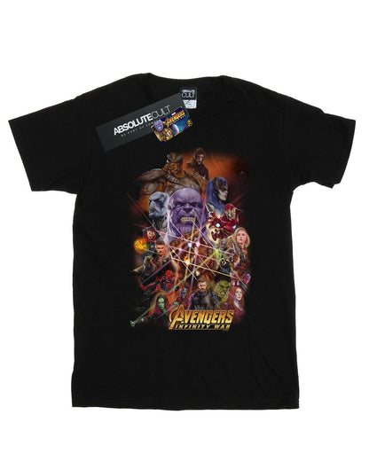 Black - Front - Marvel Womens-Ladies Avengers Infinity War Character Poster Cotton Boyfriend T-Shirt