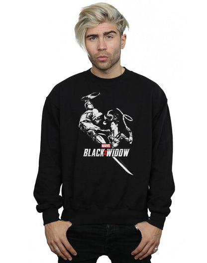 Black - Back - Marvel Mens Black Widow Movie Taskmaster Battle Cotton Sweatshirt