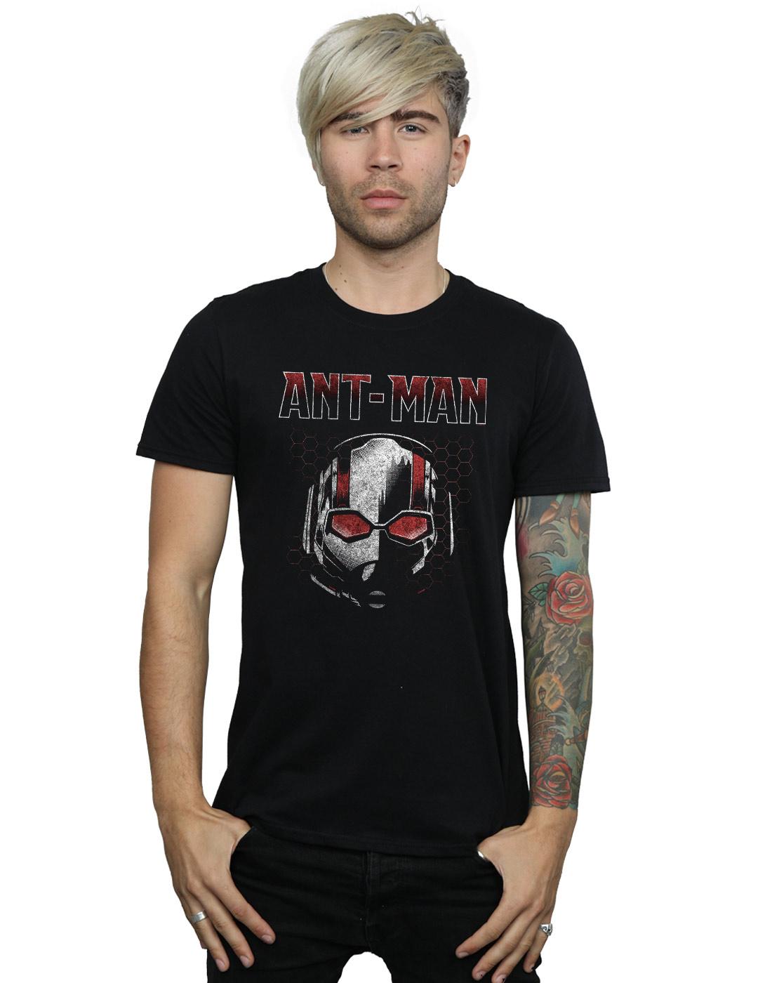 Black - Back - Marvel Mens Ant-Man And The Wasp Scott Mask Hexagon T-Shirt
