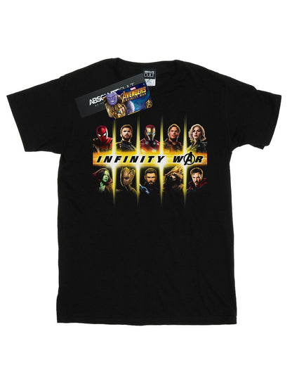 Black - Front - Marvel Womens-Ladies Avengers Infinity War Team Lineup Cotton Boyfriend T-Shirt