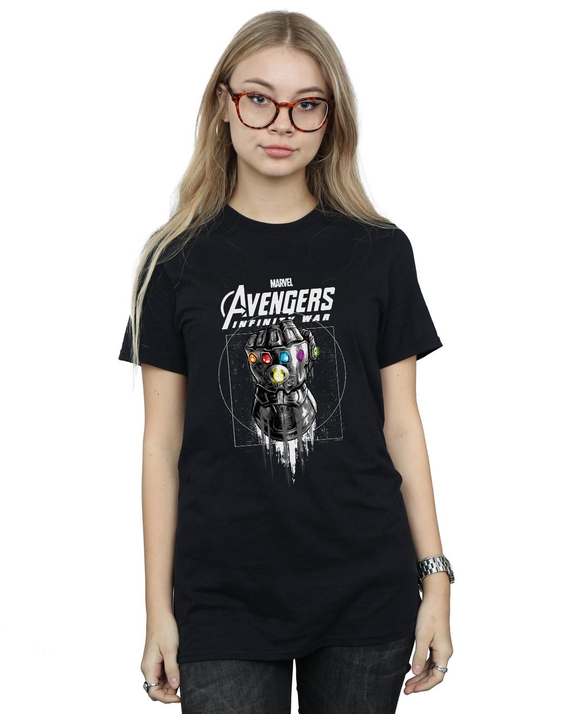 Black - Back - Marvel Womens-Ladies Avengers Infinity War Gauntlet Cotton Boyfriend T-Shirt