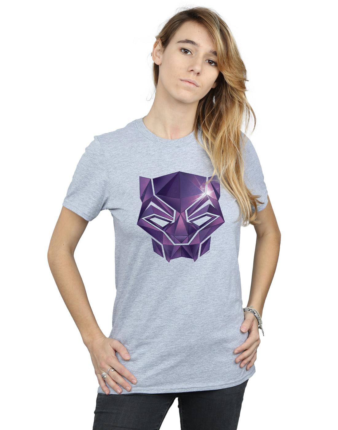 Sports Grey - Back - Marvel Womens-Ladies Avengers Infinity War Black Panther Geometric Cotton Boyfriend T-Shirt