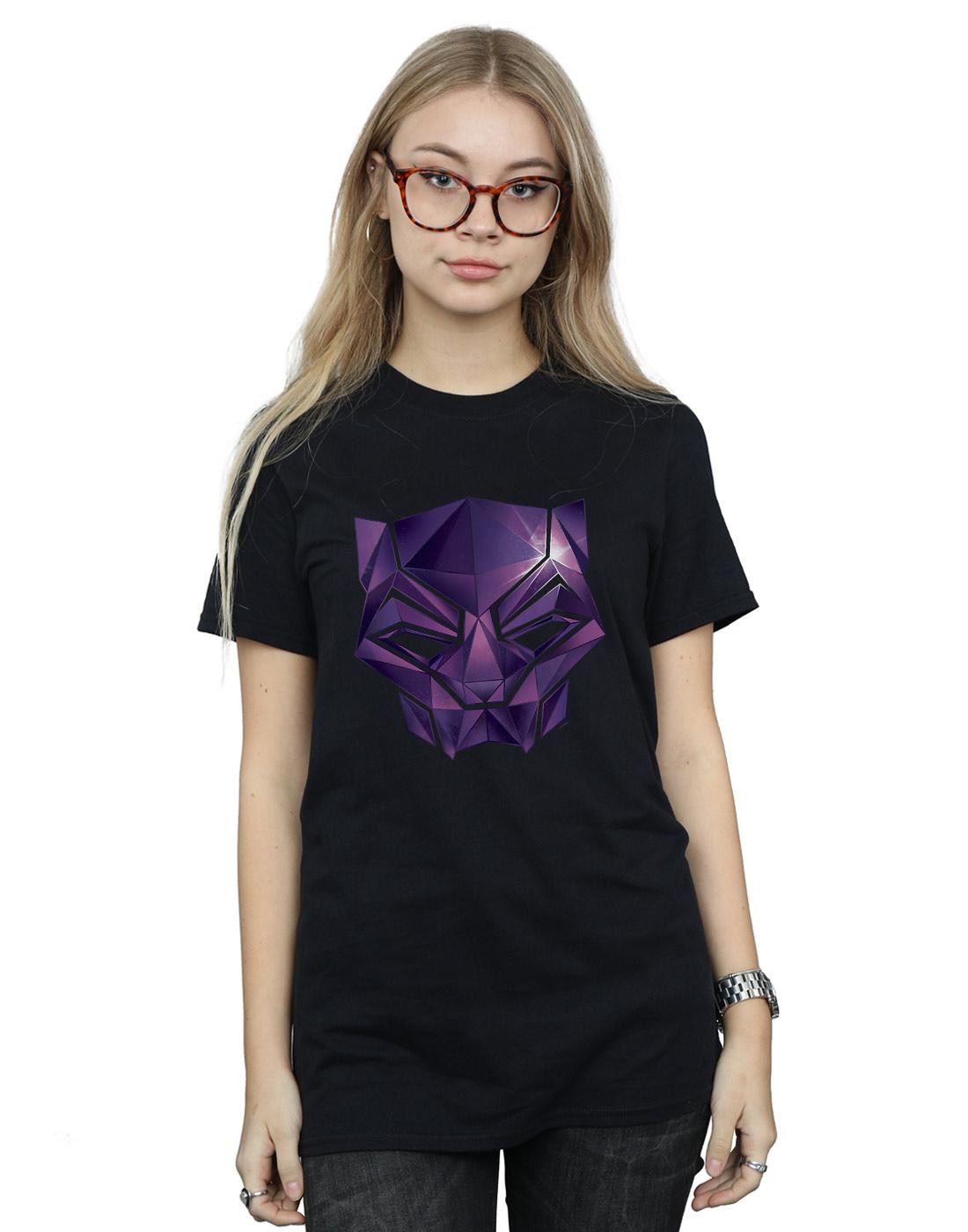 Black - Back - Marvel Womens-Ladies Avengers Infinity War Black Panther Geometric Cotton Boyfriend T-Shirt