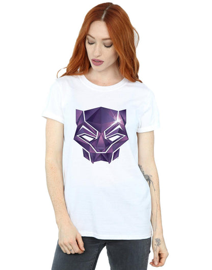 White - Back - Marvel Womens-Ladies Avengers Infinity War Black Panther Geometric Cotton Boyfriend T-Shirt