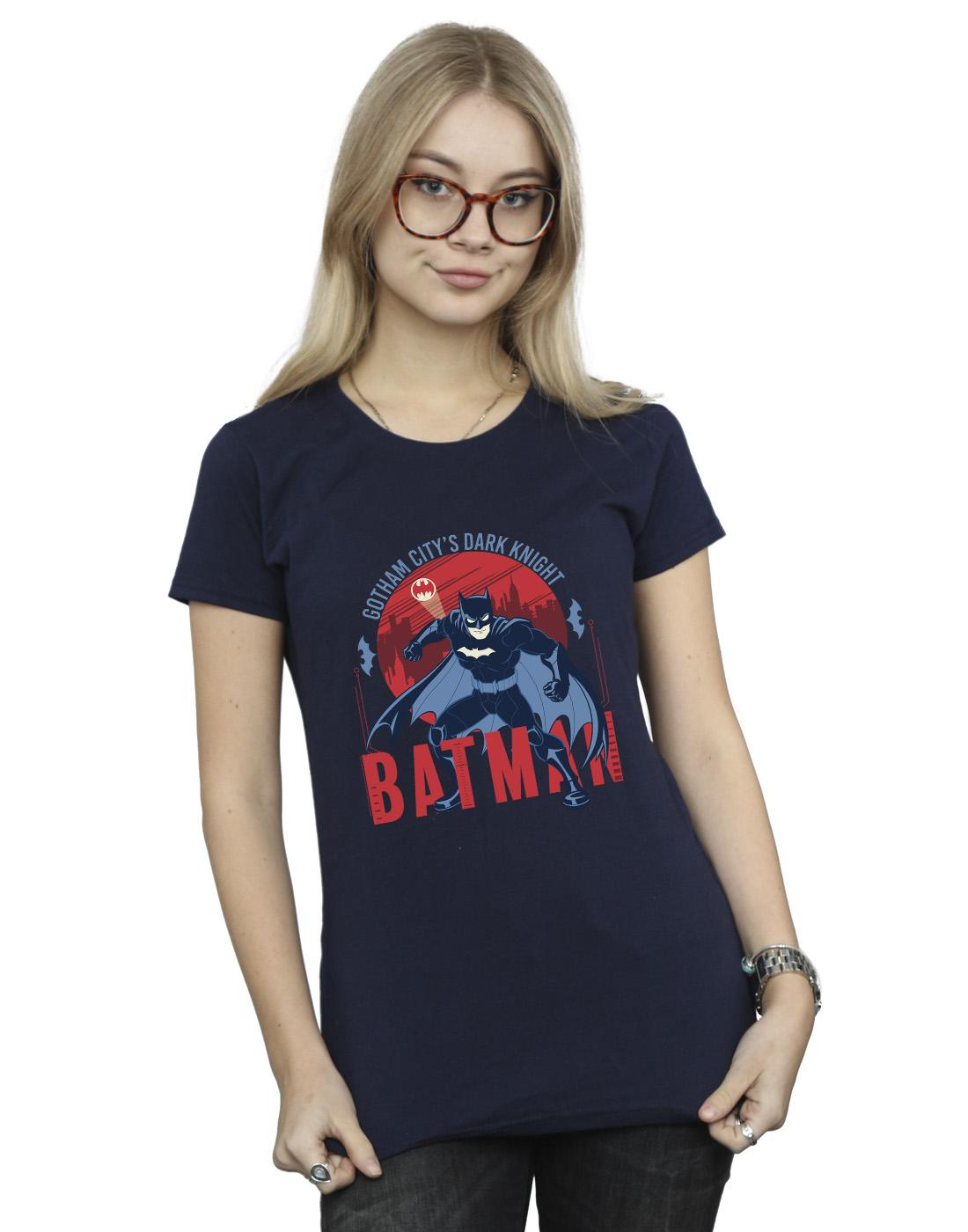 Navy Blue - Back - DC Comics Womens-Ladies Batman Gotham City Cotton T-Shirt