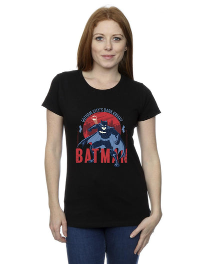 Black - Back - DC Comics Womens-Ladies Batman Gotham City Cotton T-Shirt
