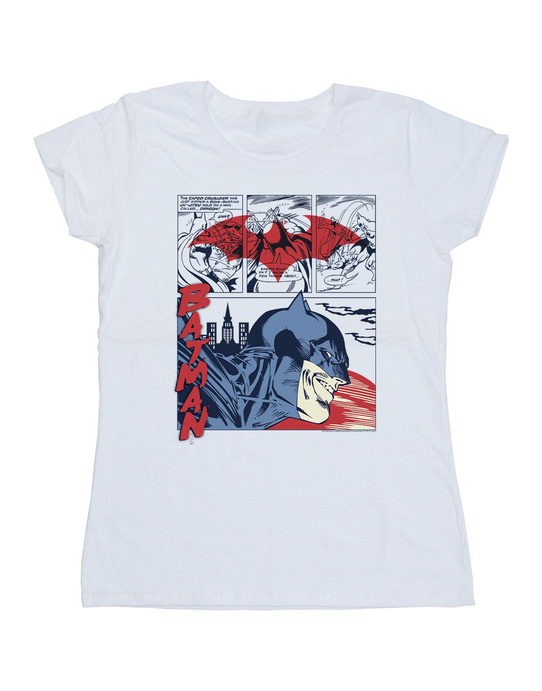 White - Front - DC Comics Womens-Ladies Batman Comic Strip Cotton T-Shirt