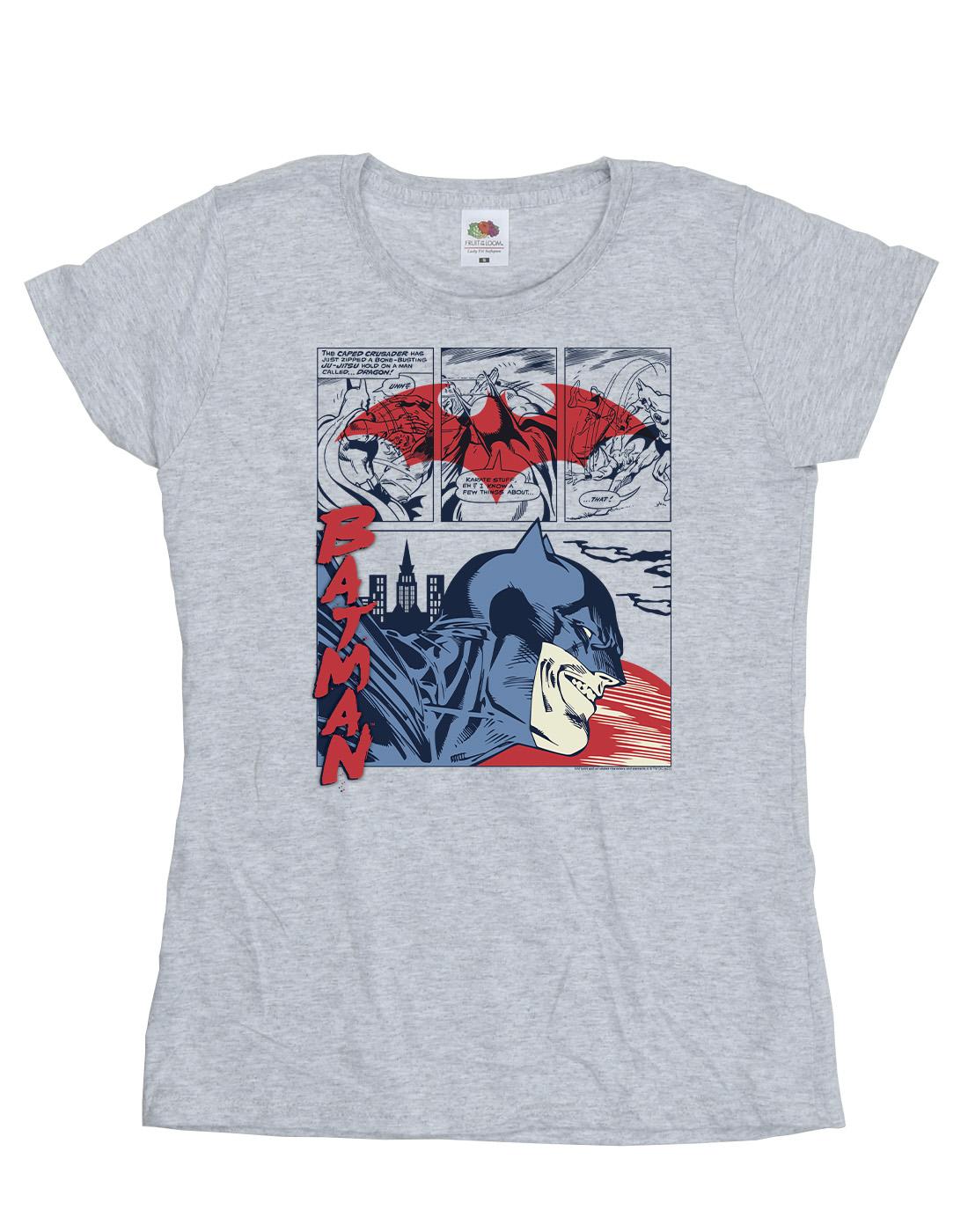 Sports Grey - Front - DC Comics Womens-Ladies Batman Comic Strip Cotton T-Shirt