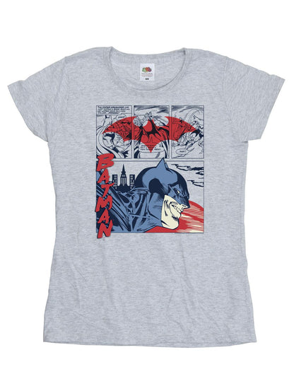 Sports Grey - Front - DC Comics Womens-Ladies Batman Comic Strip Cotton T-Shirt