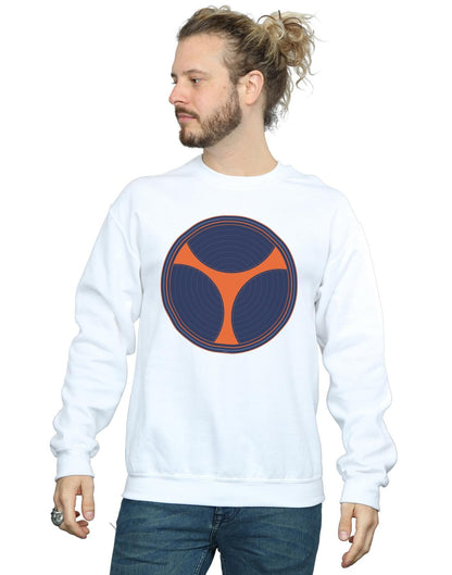 White - Back - Marvel Mens Black Widow Movie Taskmaster Distressed Shield Cotton Sweatshirt