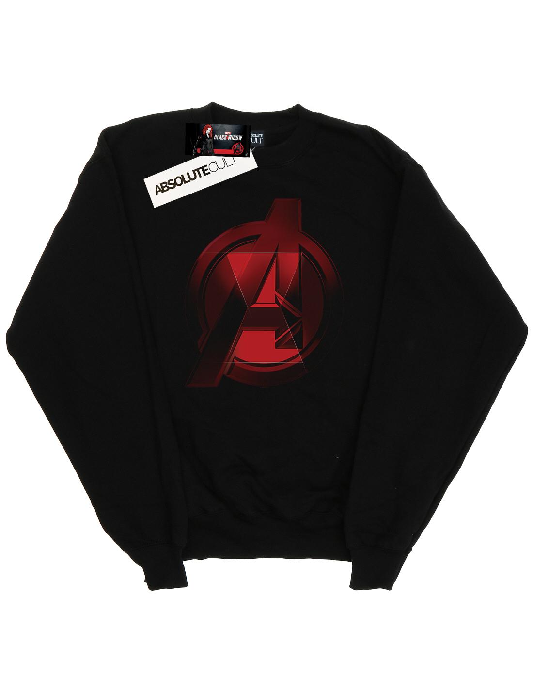 Black - Front - Marvel Mens Black Widow Movie Avengers Logo Cotton Sweatshirt