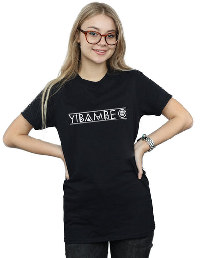 Black - Back - Marvel Womens-Ladies Avengers Infinity War Black Panther Yibambe Cotton Boyfriend T-Shirt