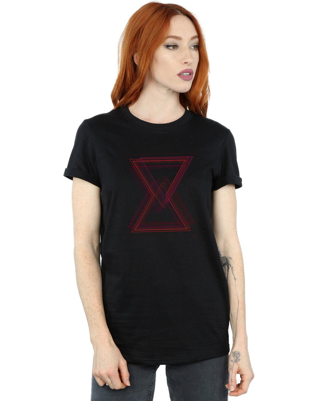 Black - Back - Marvel Womens-Ladies Avengers Infinity War Black Widow Lines Cotton Boyfriend T-Shirt