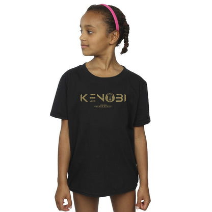Black - Back - Star Wars Girls Obi-Wan Kenobi Logo Cotton T-Shirt