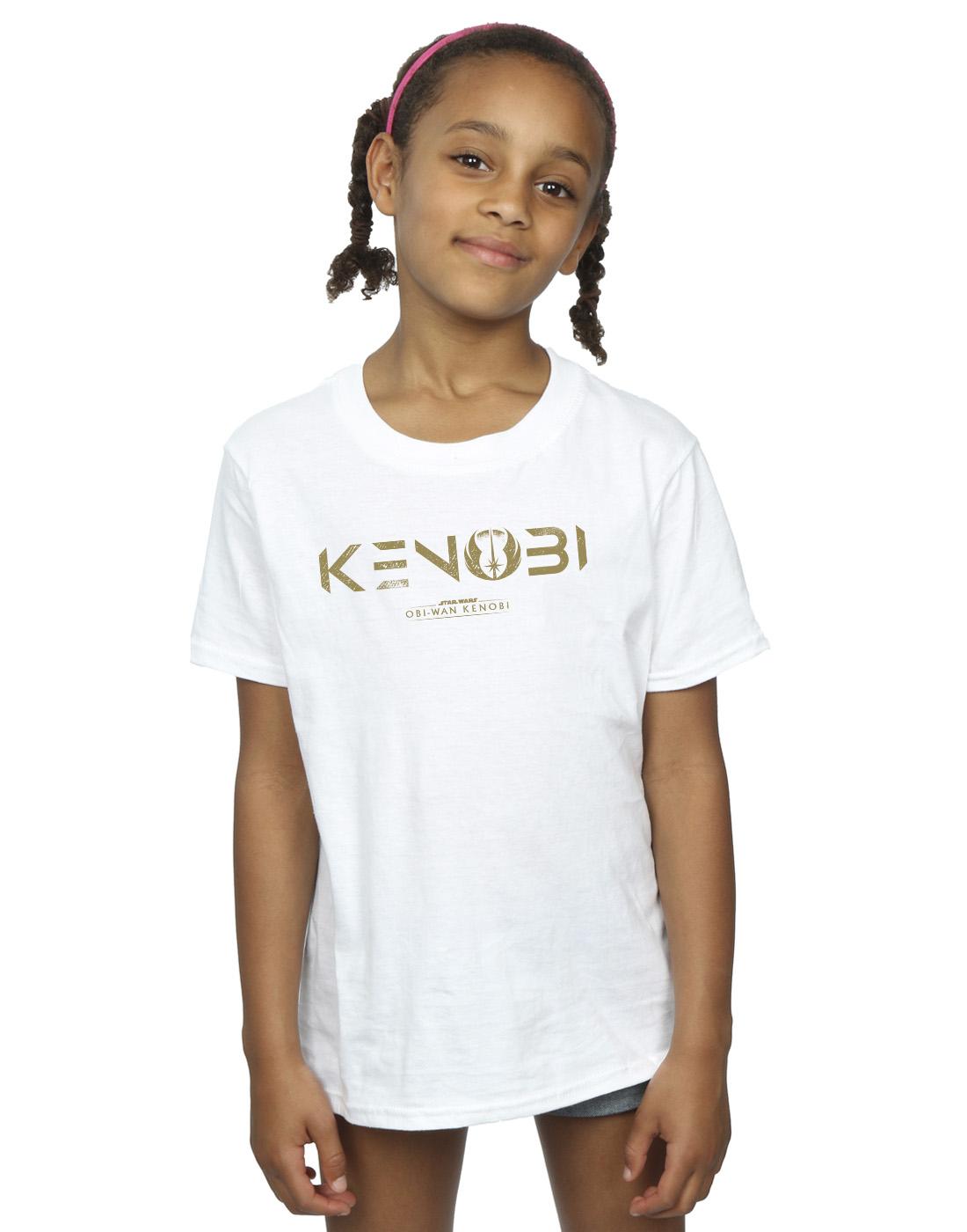 White - Back - Star Wars Girls Obi-Wan Kenobi Logo Cotton T-Shirt