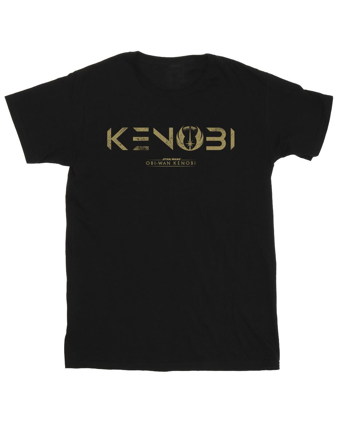 Black - Front - Star Wars Girls Obi-Wan Kenobi Logo Cotton T-Shirt