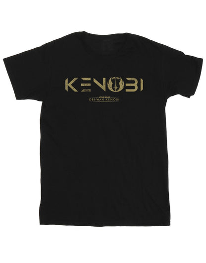 Black - Front - Star Wars Girls Obi-Wan Kenobi Logo Cotton T-Shirt