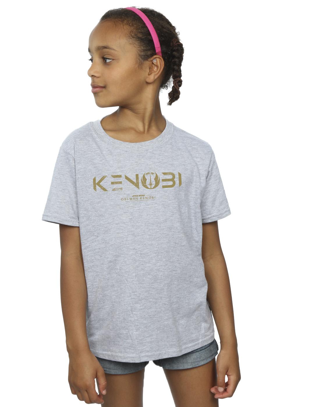 Sports Grey - Back - Star Wars Girls Obi-Wan Kenobi Logo Cotton T-Shirt