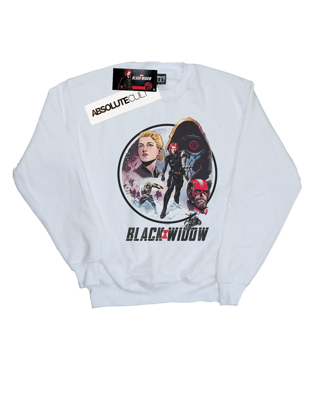 White - Front - Marvel Mens Black Widow Movie Vintage Circle Cotton Sweatshirt