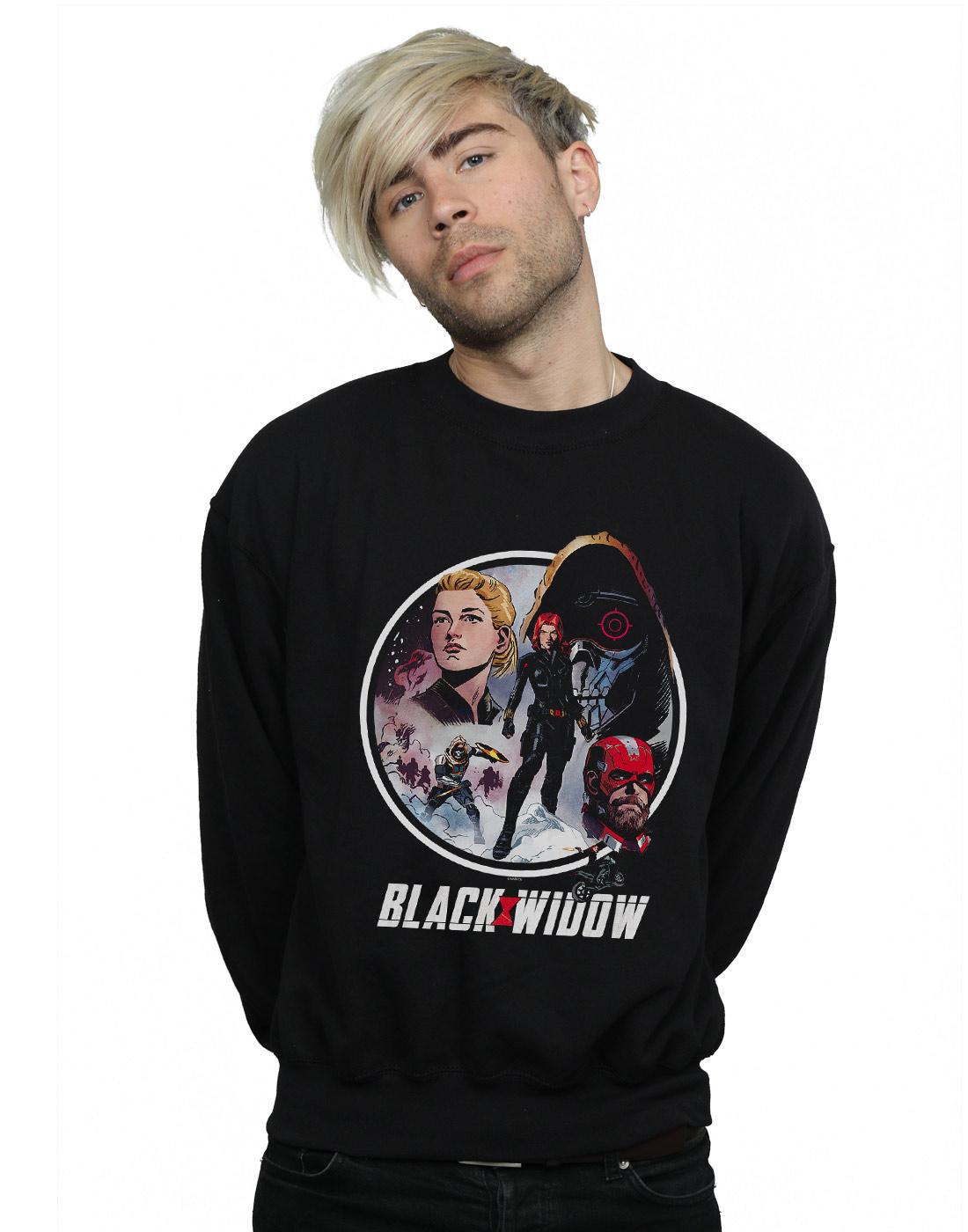 Black - Back - Marvel Mens Black Widow Movie Vintage Circle Cotton Sweatshirt