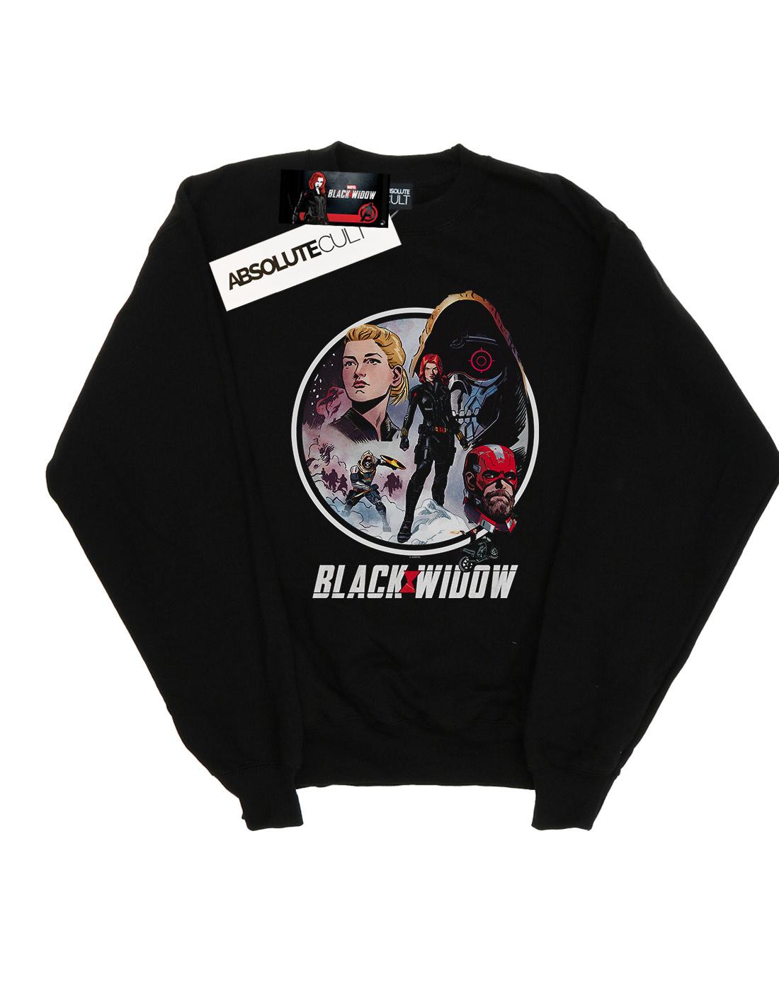 Black - Front - Marvel Mens Black Widow Movie Vintage Circle Cotton Sweatshirt
