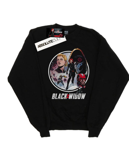 Black - Front - Marvel Mens Black Widow Movie Vintage Circle Cotton Sweatshirt