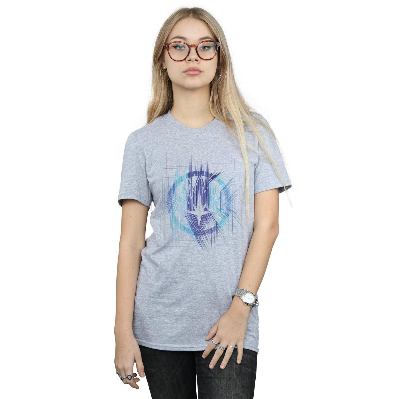 Sports Grey - Front - Marvel Womens-Ladies Avengers Infinity War Guardian Lines Cotton Boyfriend T-Shirt