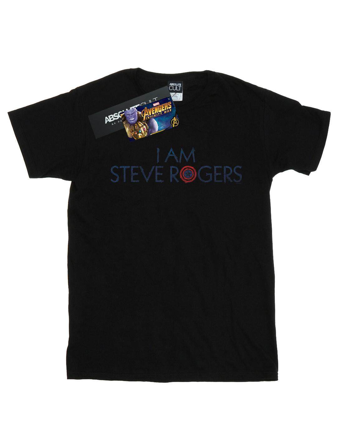 Black - Front - Marvel Womens-Ladies Avengers Infinity War I Am Steve Rogers Cotton Boyfriend T-Shirt