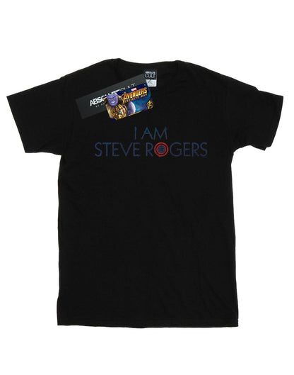 Black - Front - Marvel Womens-Ladies Avengers Infinity War I Am Steve Rogers Cotton Boyfriend T-Shirt