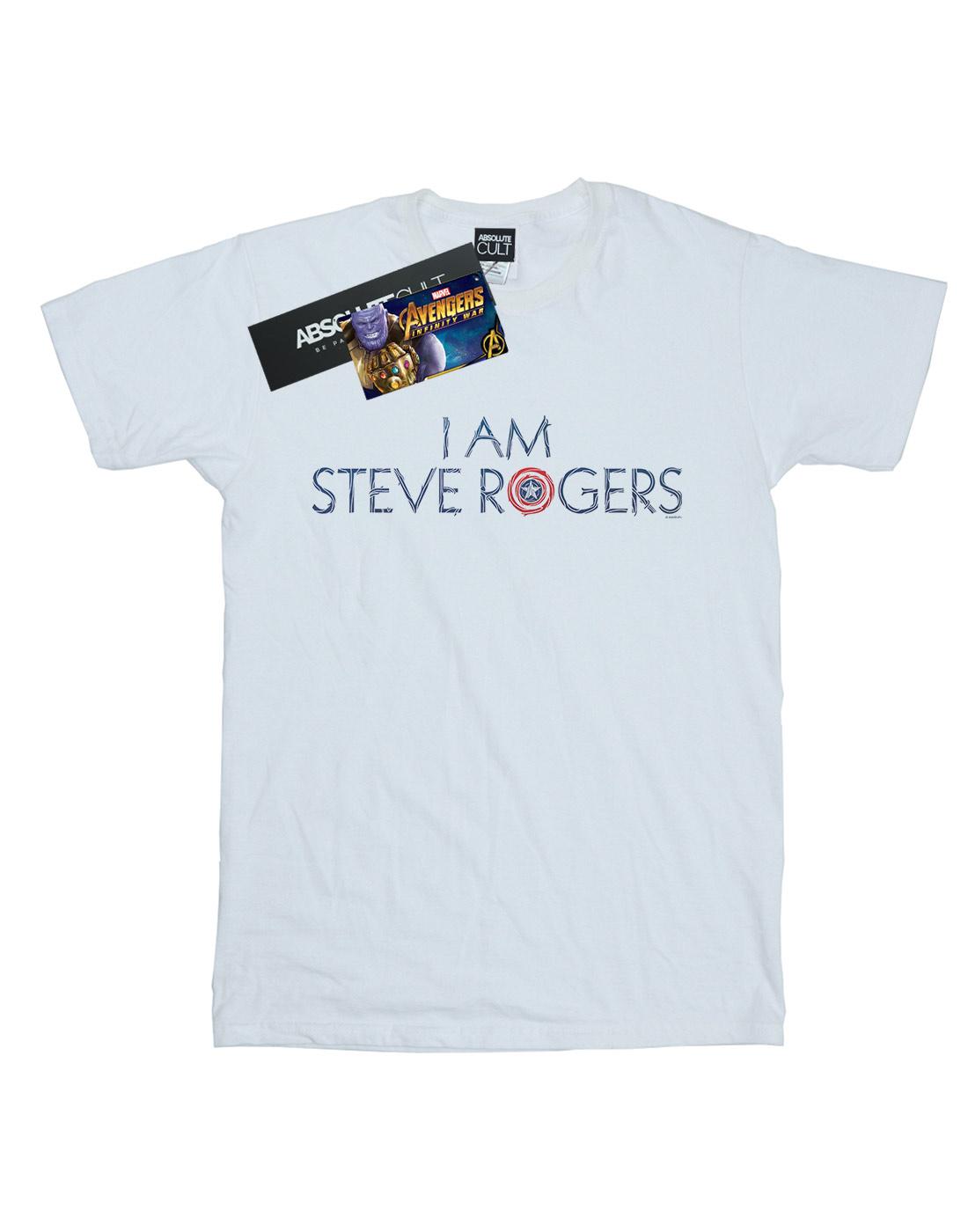 White - Front - Marvel Womens-Ladies Avengers Infinity War I Am Steve Rogers Cotton Boyfriend T-Shirt