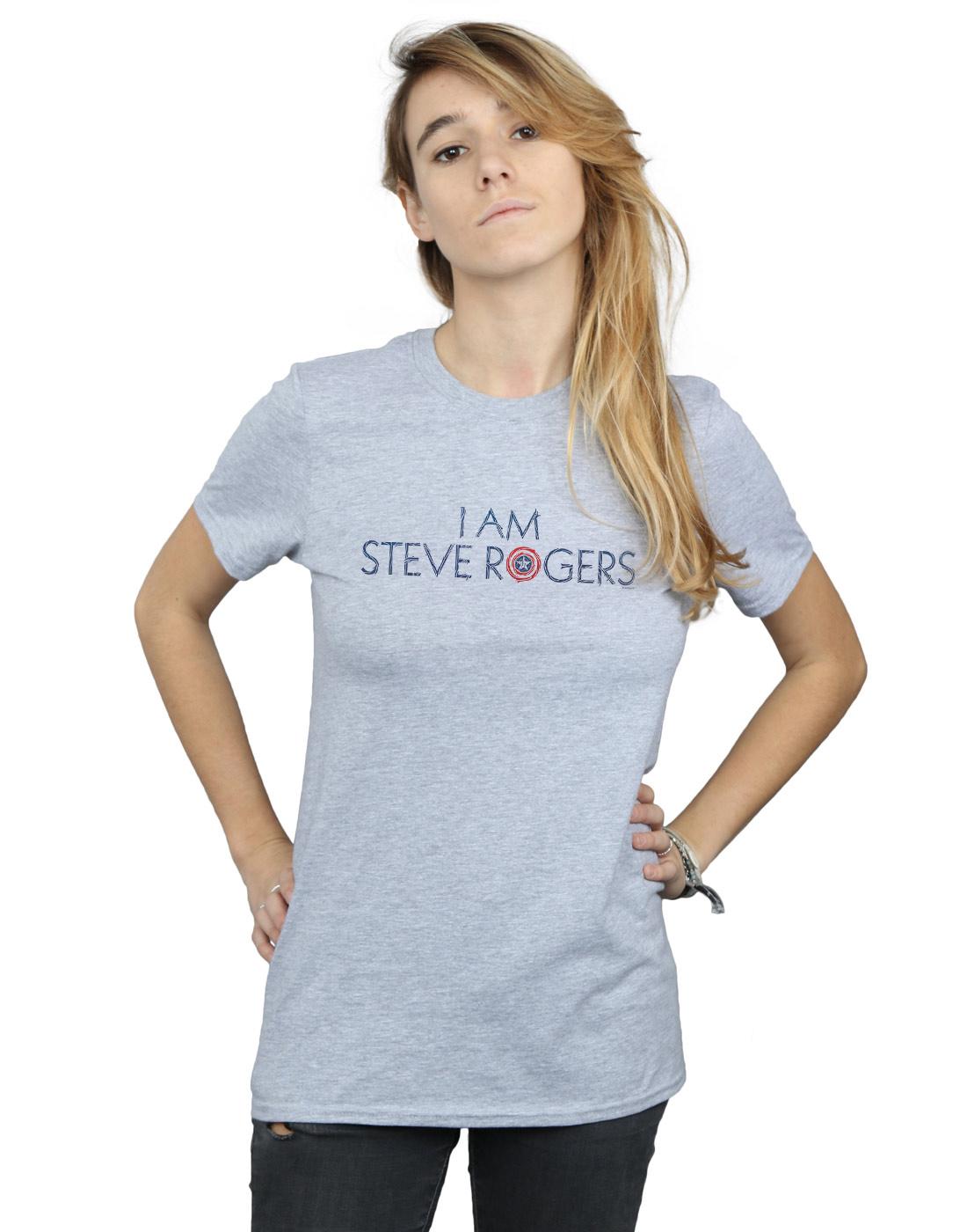 Sports Grey - Back - Marvel Womens-Ladies Avengers Infinity War I Am Steve Rogers Cotton Boyfriend T-Shirt