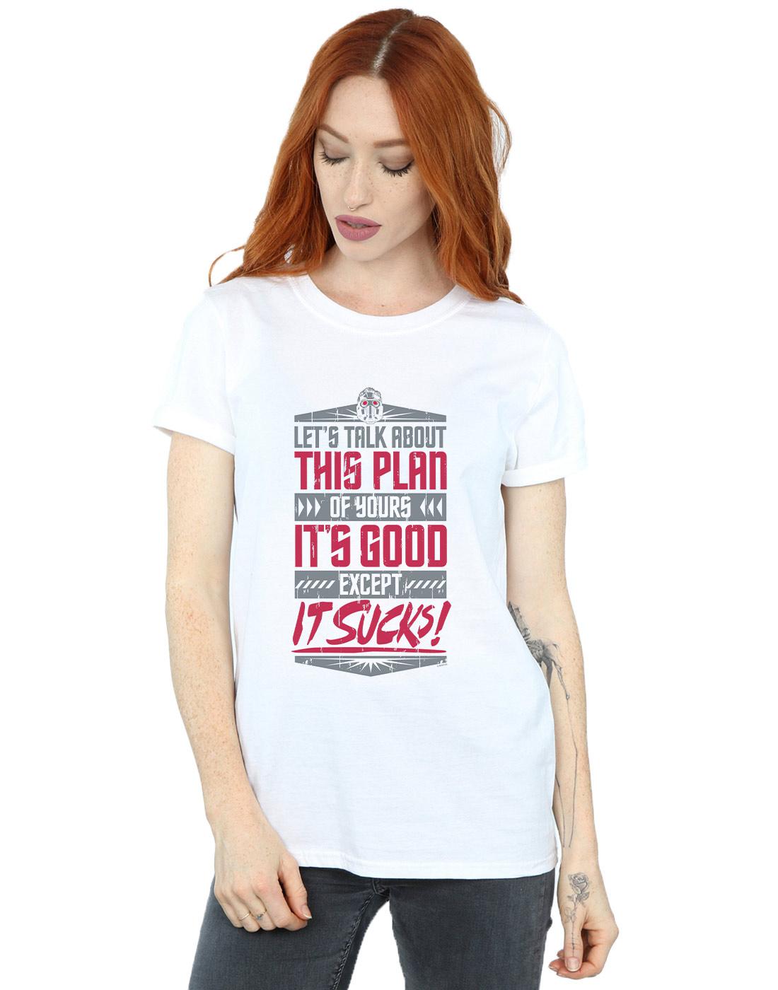 White - Back - Marvel Womens-Ladies Avengers Infinity War It Sucks Cotton Boyfriend T-Shirt
