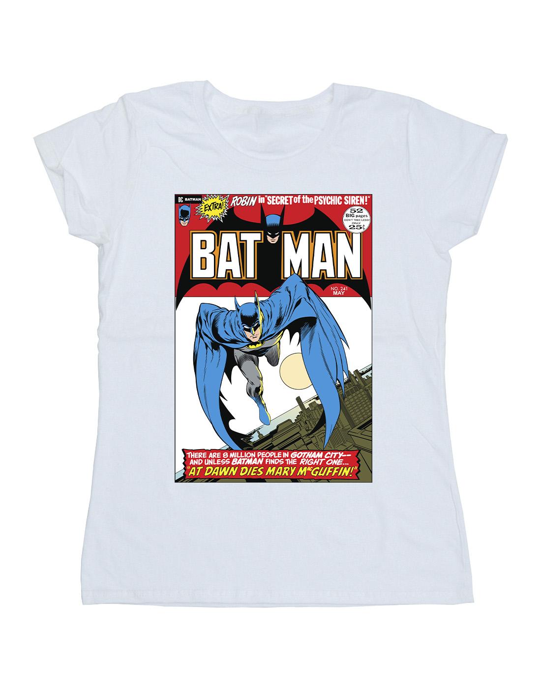 White - Front - DC Comics Womens-Ladies Running Batman Cover Cotton T-Shirt