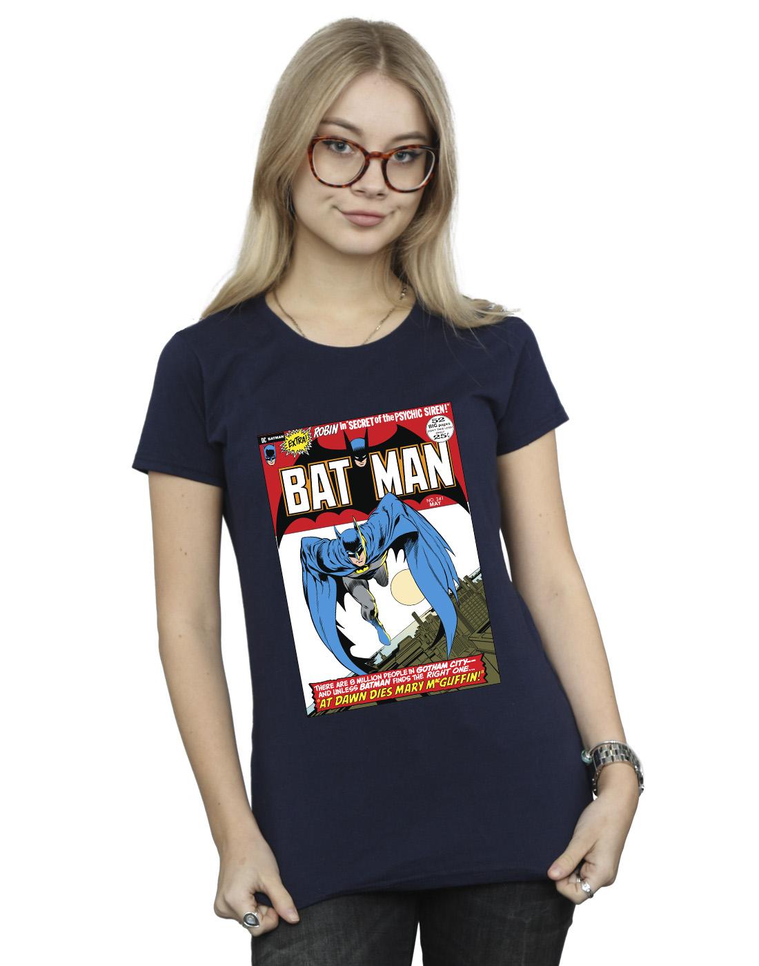 Navy Blue - Back - DC Comics Womens-Ladies Running Batman Cover Cotton T-Shirt