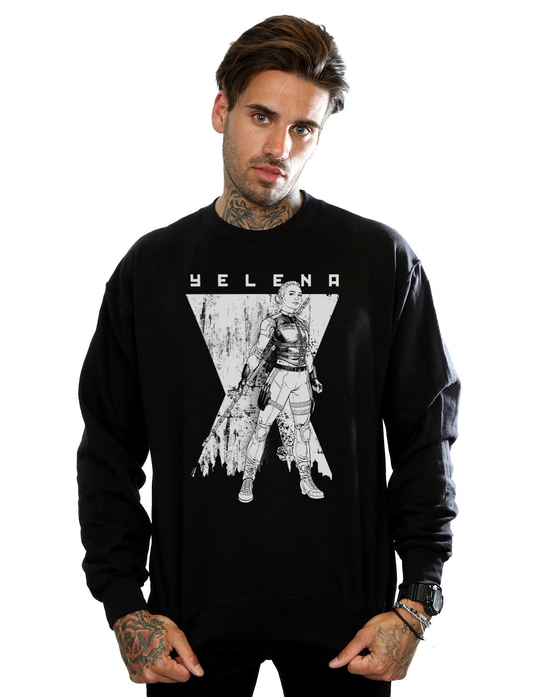 Black - Back - Marvel Mens Black Widow Movie Yelena Romanoff Mono Cotton Sweatshirt