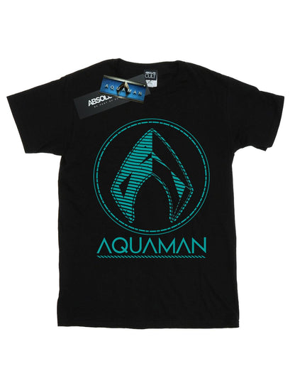 Black - Front - DC Comics Mens Aquaman Aqua Logo T-Shirt