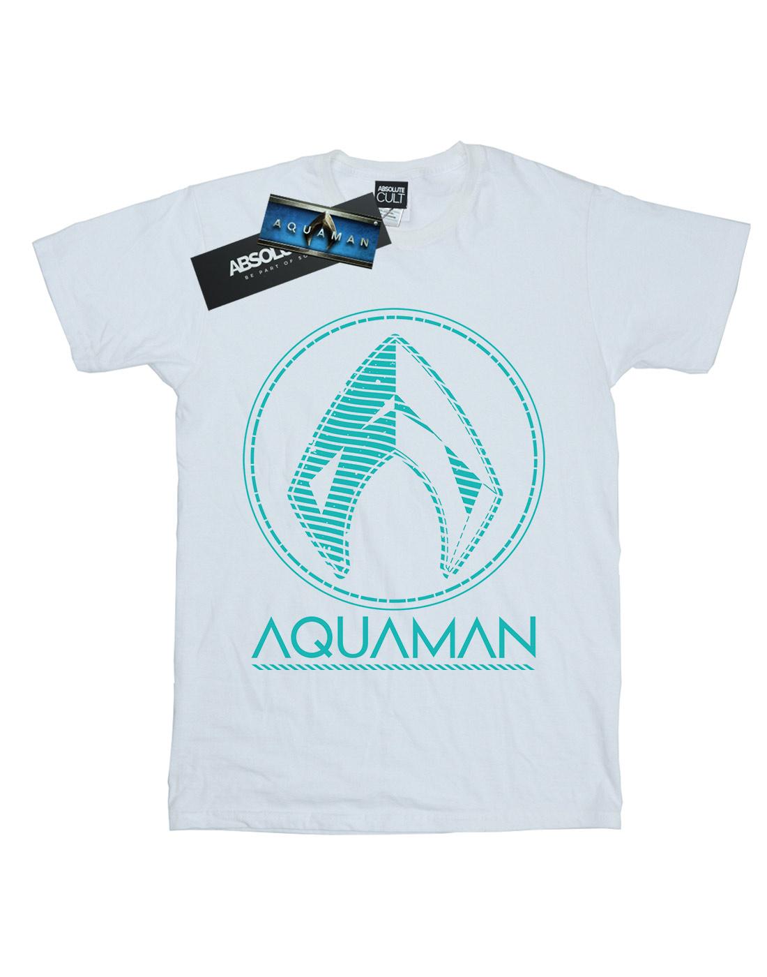 White - Front - DC Comics Mens Aquaman Aqua Logo T-Shirt