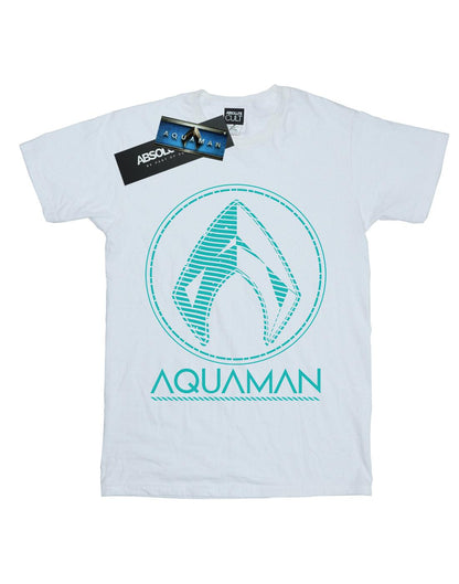White - Front - DC Comics Mens Aquaman Aqua Logo T-Shirt