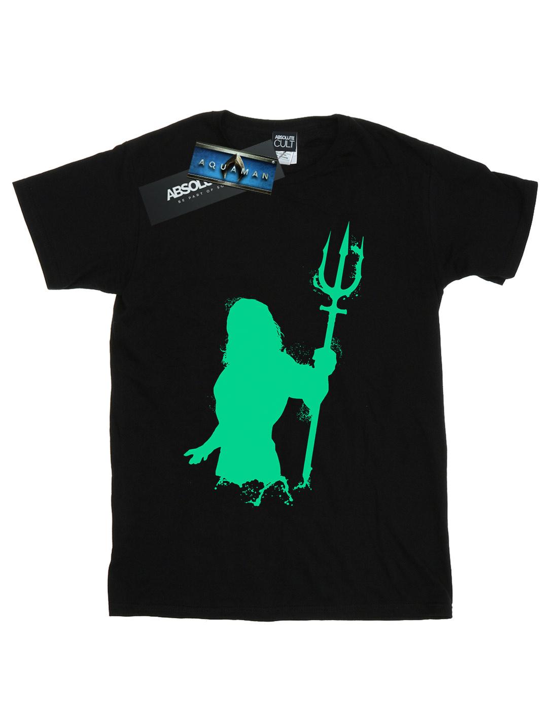 Black - Front - DC Comics Mens Aquaman Aqua Silhouette T-Shirt
