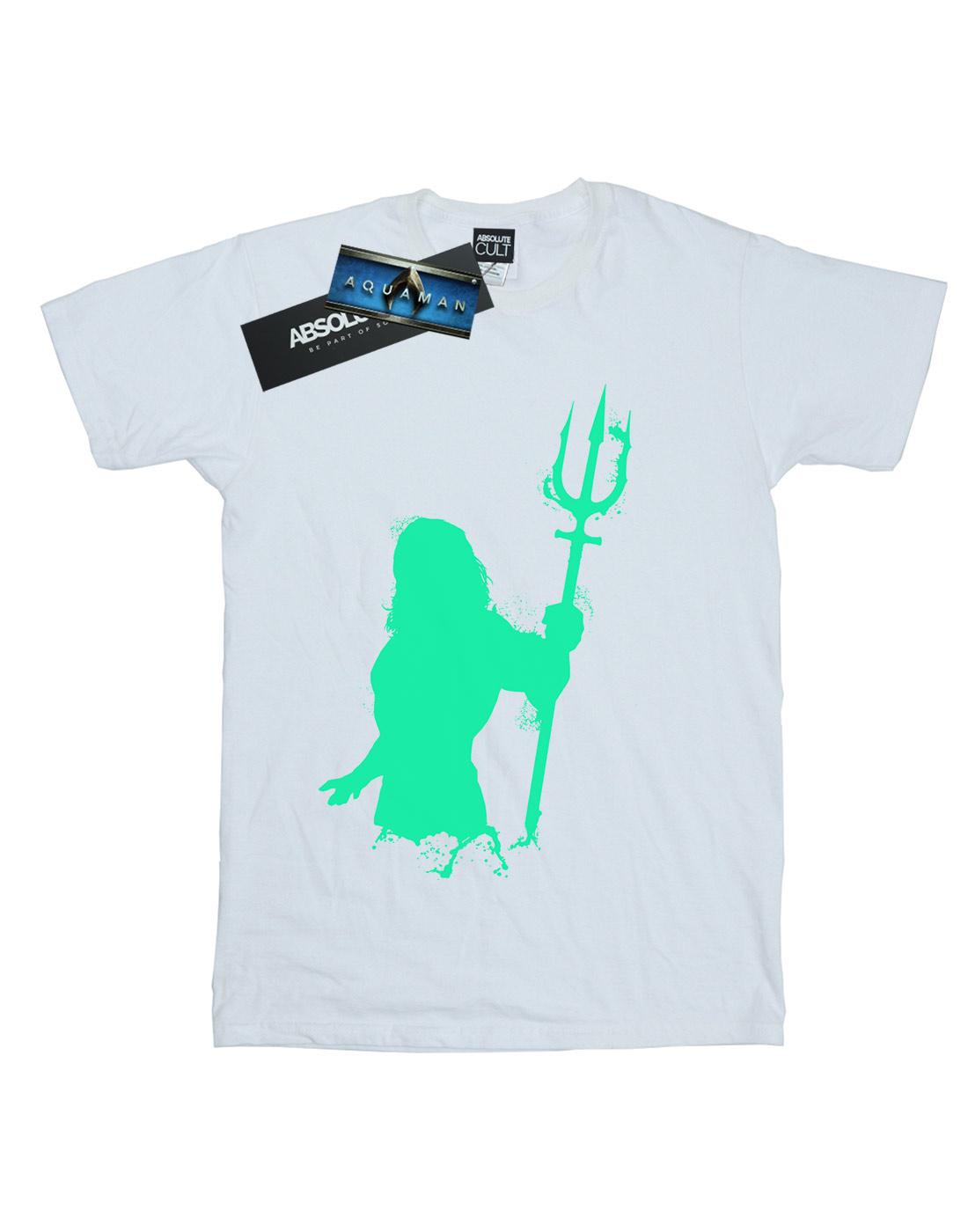 White - Front - DC Comics Mens Aquaman Aqua Silhouette T-Shirt