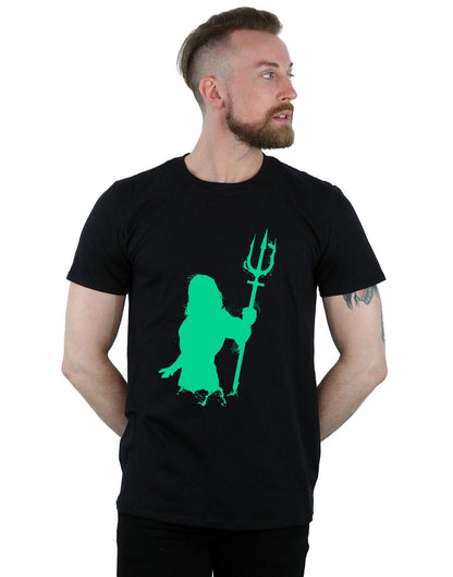 Black - Back - DC Comics Mens Aquaman Aqua Silhouette T-Shirt