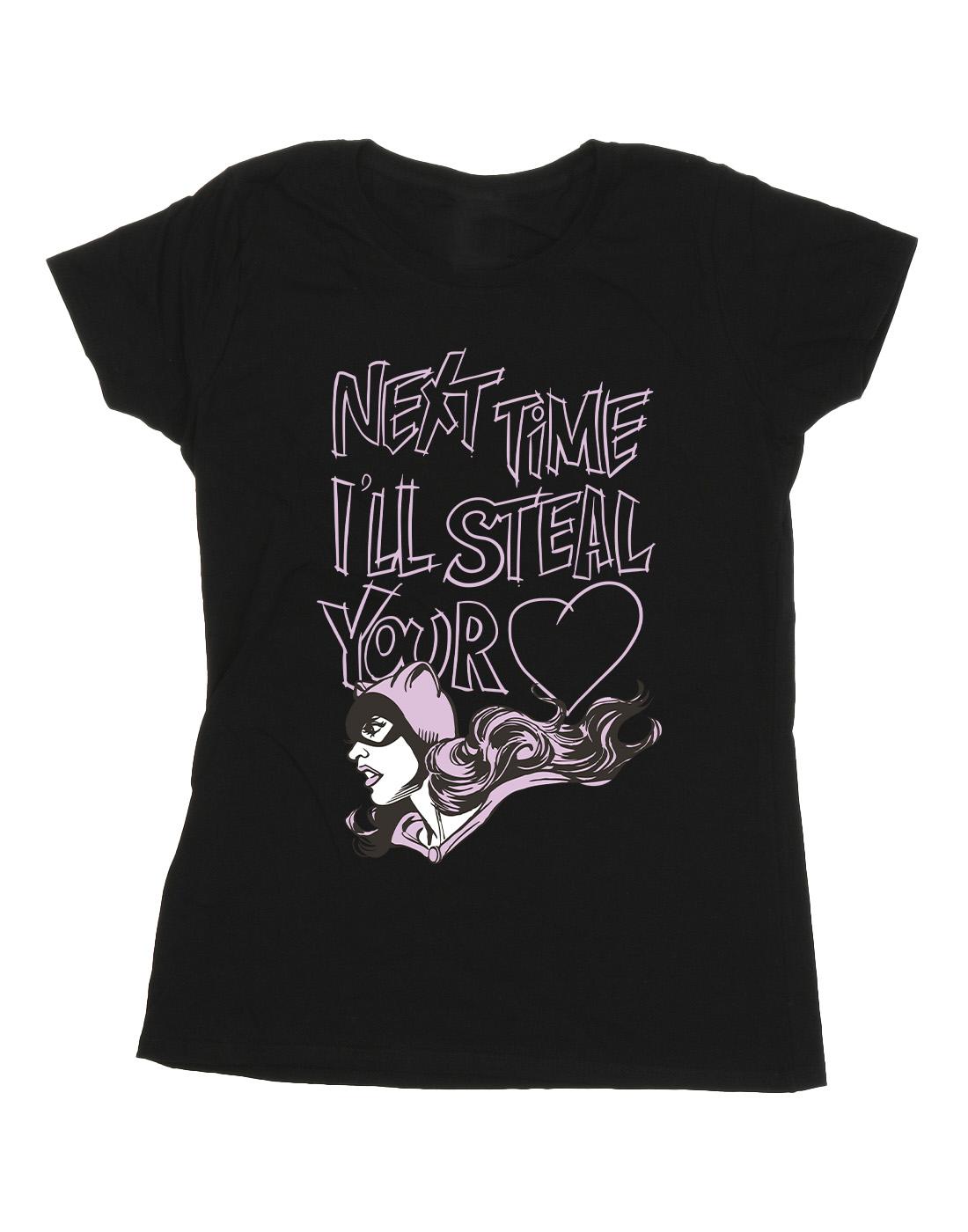 Black - Front - DC Comics Womens-Ladies Batman Batgirl I´ll Steal Your Heart Cotton T-Shirt