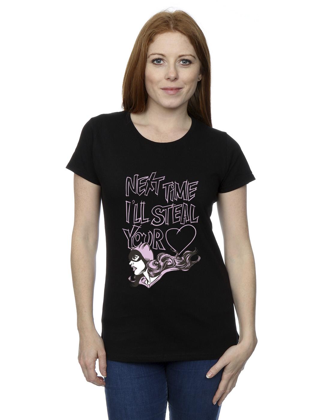 Black - Back - DC Comics Womens-Ladies Batman Batgirl I´ll Steal Your Heart Cotton T-Shirt