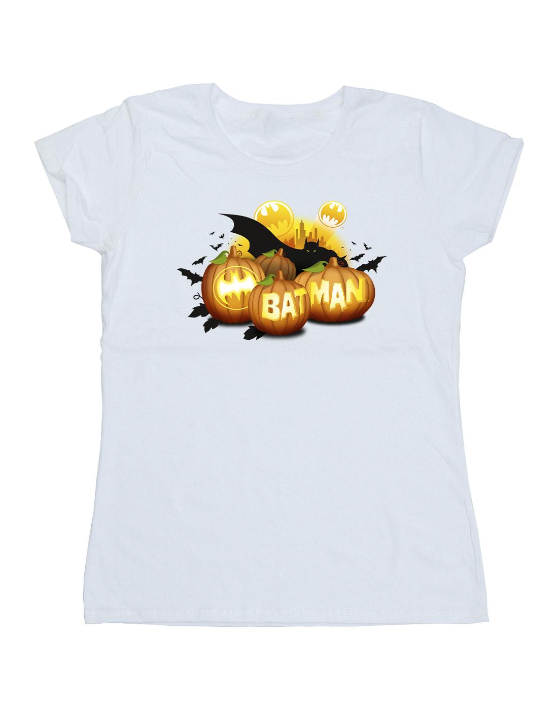 White - Front - DC Comics Womens-Ladies Batman Pumpkins Cotton T-Shirt